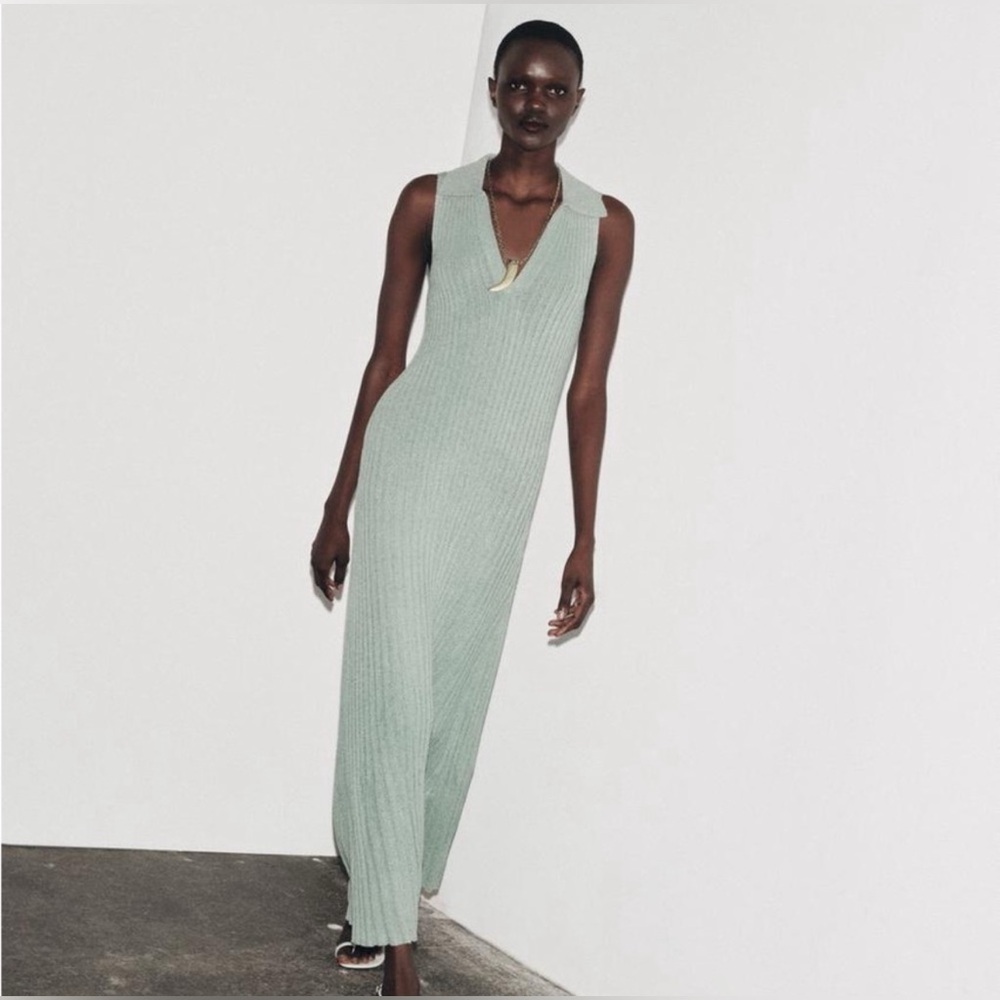 NWT Zara Sage Green Maxi Dress